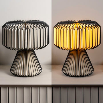 Zelda 12.8" Modern Art Deco Paper Pleated Shade Accent LED Table Lamp